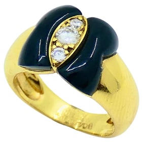 Van Cleef & Arpels Onyx Ring Diamond Papillon Ring