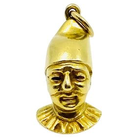 Pulcinella Commedia dell’Arte 18k Gold Charm Pendant