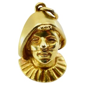 Arlecchino Commedia dell’Arte 18k Gold Charm Pendant
