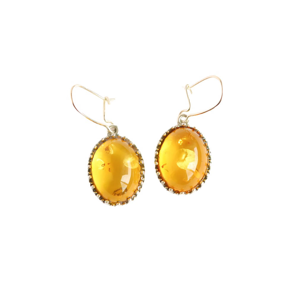 NATURAL BALTIC LEMON AMBER OVAL VICTORIAN EARRINGS: Title: NATURAL BALTIC LEMON AMBER OVAL VICTORIAN EARRINGS Description:These stunning Victorian earrings bring elegance to any look. Crafted from natural Baltic lemon amber and set in 925 sterling silv
