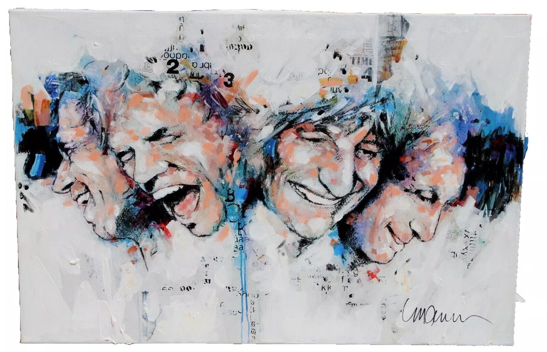 SID MAURER Rolling Stones MIXED MEDIA Digital Painting&Acrylic on Canvas Signed (1 of 4)