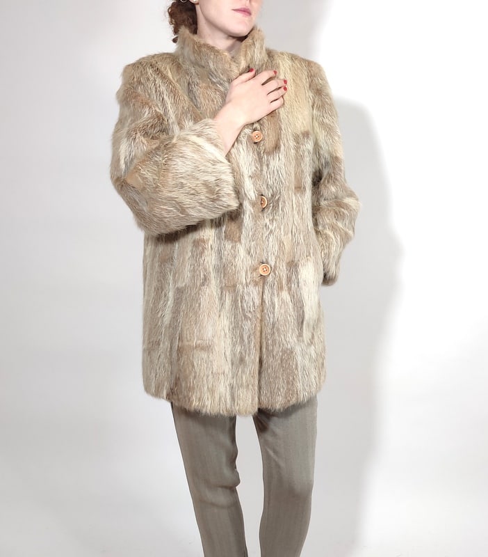 CREAM NUTRIA FUR JACKET EU: XL; US: 20 (1 of 9)