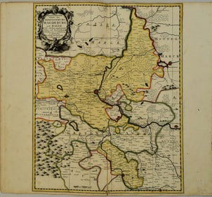 1760 c. Schenk Map of North Central Germany with Magdeburg in Center -- Geographischer Charte des
