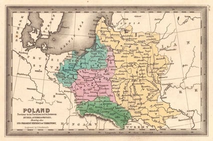Poland Previous to Its Partition in 1795 Between Russia, Austria & Prussia; Shewing Also Its Present