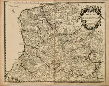 1704 d l'Isle Map of Northwest France -- Carte d' Artois et des Environs Vel Mappa Specialis
