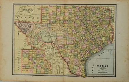 1887 Cram Map of Texas [verso] Indian Territory [verso] Arkansas -- Texas [verso] Indian Ty. [verso]
