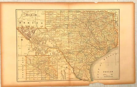 1893 Cram Map of Texas [verso] Kentucky and Tennessee [verso] New Orleans