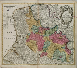 1730 Seutter Map of Northwest France -- Artesia cum Finitimis Locis Velut Sedes ac Theatrum Belli
