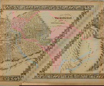 1861 Mitchell Map of Washington DC -- Plan of the City of Washington The Capitol of the United