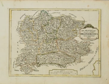 1790 Pazzini Carli Map of English Midlands, East and Southeast -- Le Provincie Che Sono al Sud Est
