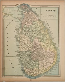 1894 Cram Map of Sri Lanka [verso] Holy Land -- Ceylon [verso] Birds-Eye-View of the Holy Land