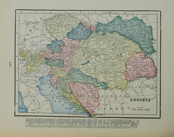 1890 c. Cram Map of Austria-Hungary [verso] Germany -- Austria [verso] Germany