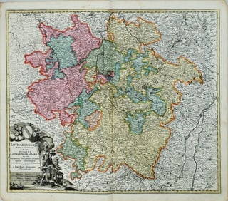 1720 c. Homann Map of Northeast France, the Lorainne Region -- Lotharingiae Tabula Generalis in qua