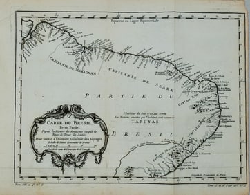1773 Bellin Map of Coastal Brazil -- Carte du Bresil Prem. Partie Depuis la Riviere des Amazones jus