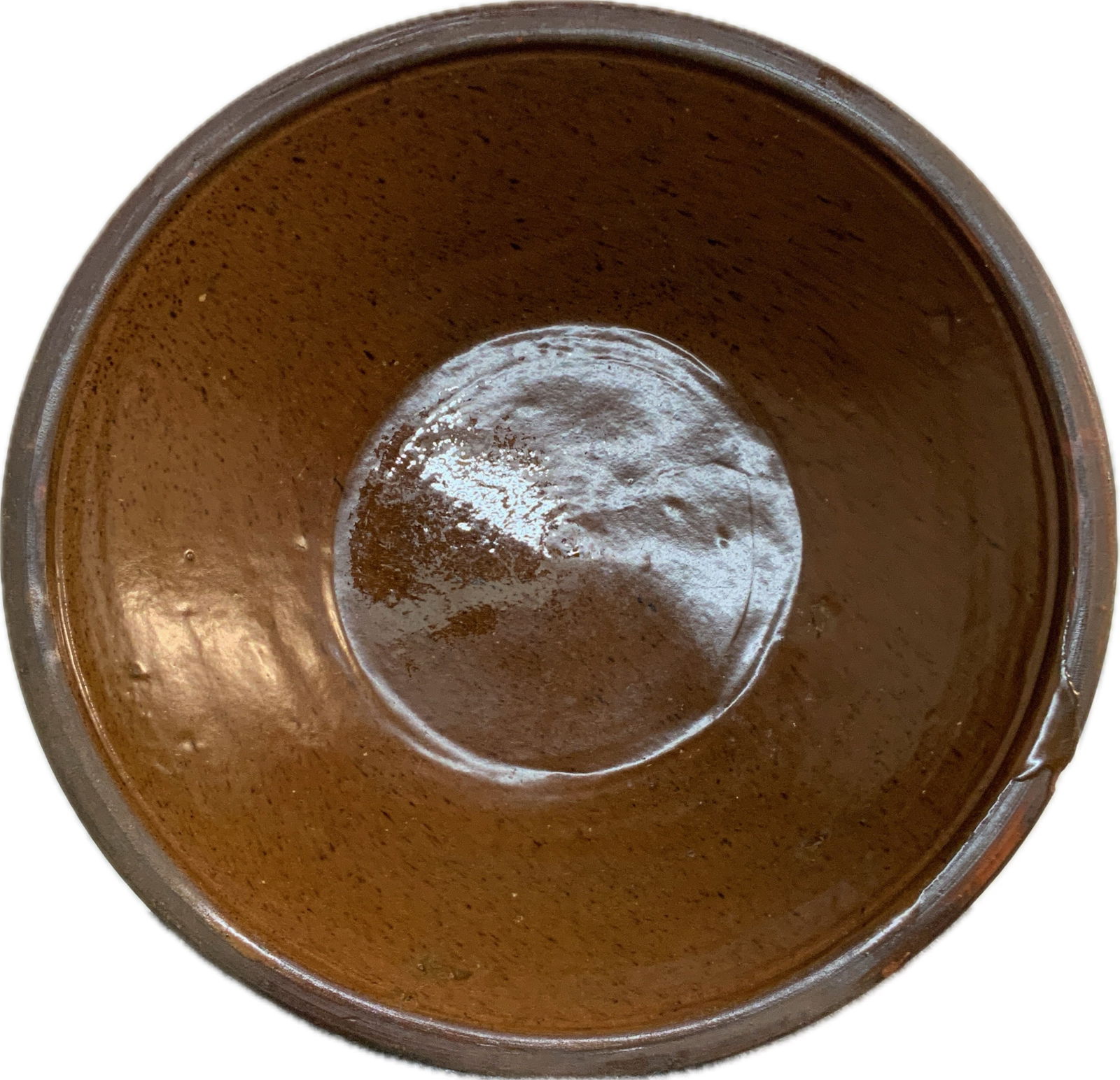 19th Century Redware Milk Pan: 19th Century Large American Redware Milk Pan. Brown Speckled Glazed Interior, Overall Good Condition, 3-1/2″ Height, 15″ Diameter. An Uncommon Survivor Considering Most of these Pans Broke