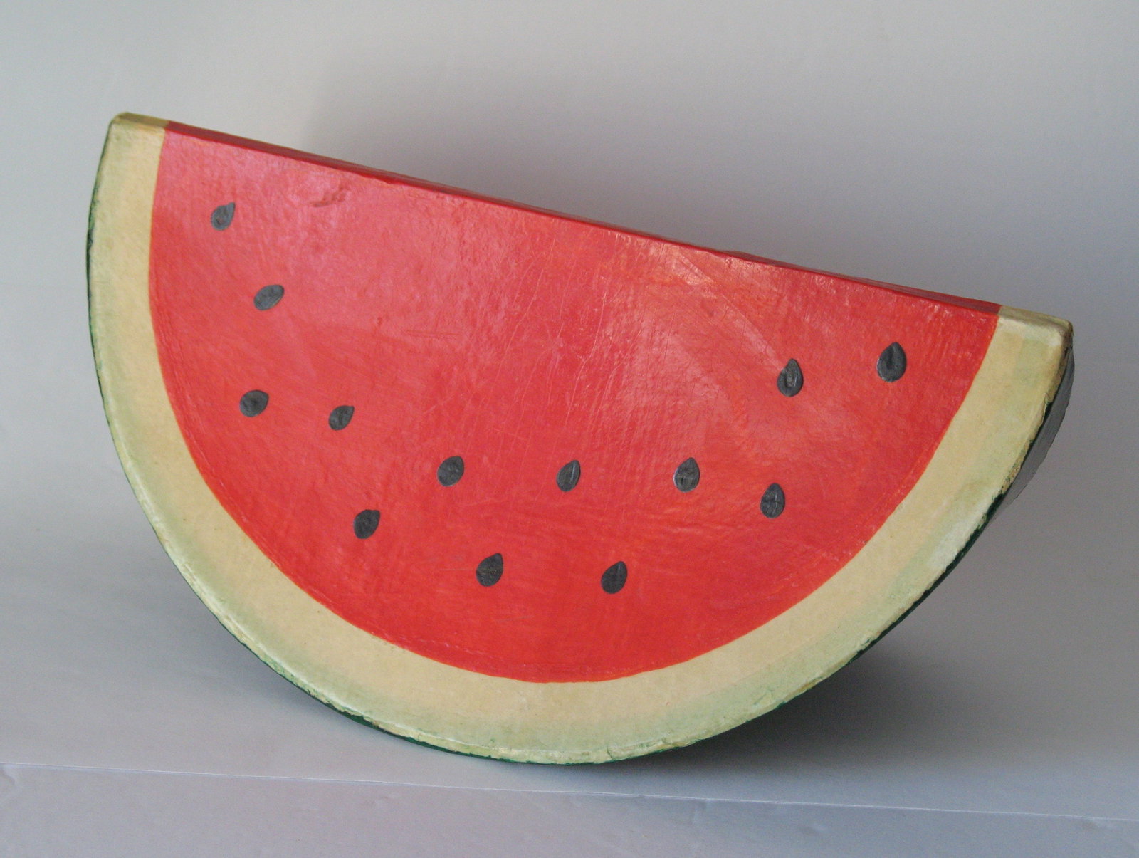 Vintage paper Machie watermelon wedge.: Title: Vintage paper Machie watermelon wedge. Date/Period: 1950's Dimension: 11” x 5 1/2” x 5 1/4” Additional Information: Nice vintage paper Machie country store prop wedge of water