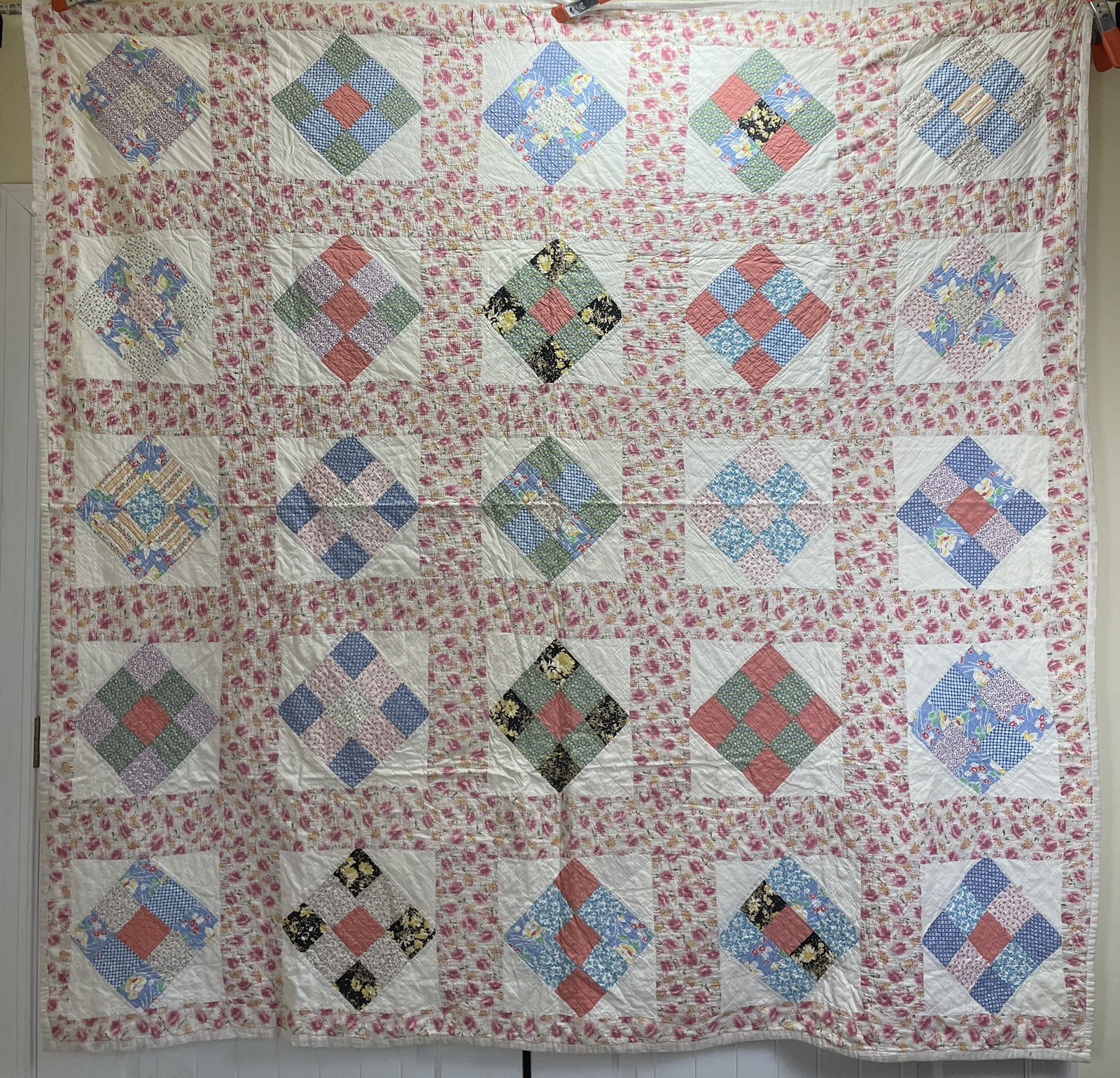 Diamond Pattern Lightweight Summer Quilt 76" x 74" (1 of 8)