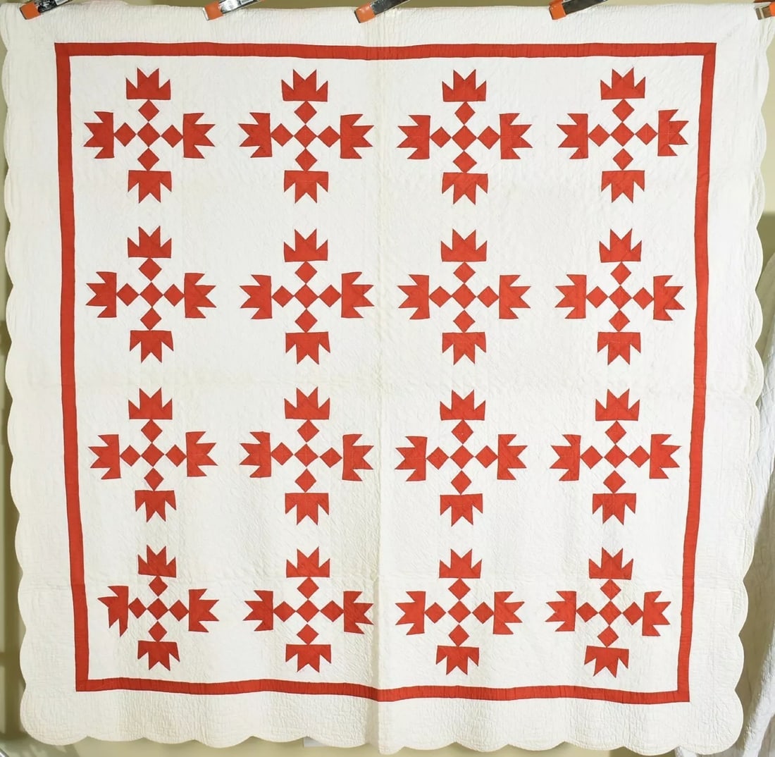 1890's Red & White Bear Paw Quilt (1 of 10)