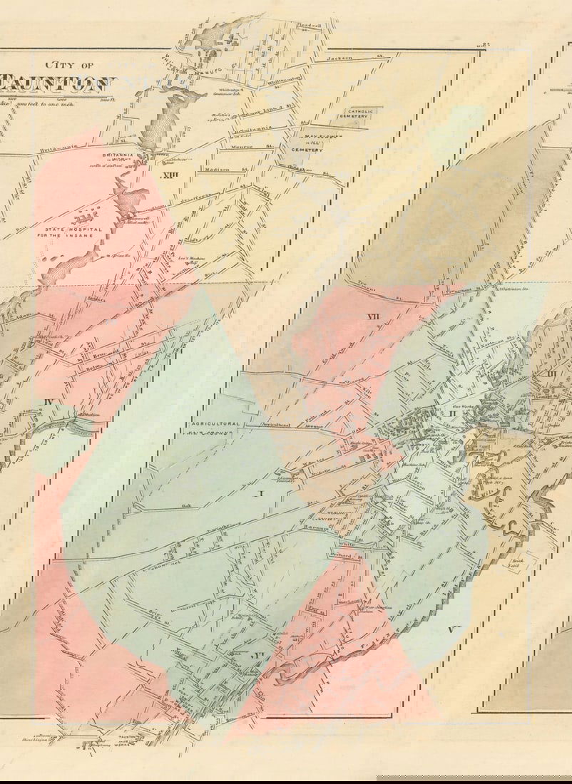 City of Taunton, Massachusetts. Town plan. WALLING & GRAY 1871 old antique map (1 of 1)