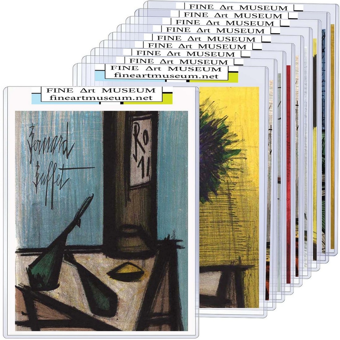 Bernard Buffet’s collection of 10 original lithographs from 1966: We are currently showcase a collection of Bernard Buffet’s artwork, including ten original lithographs printed in 1966 at Mourlot Press in France. Each lithograph measures 12.25 x 9.50 inches an