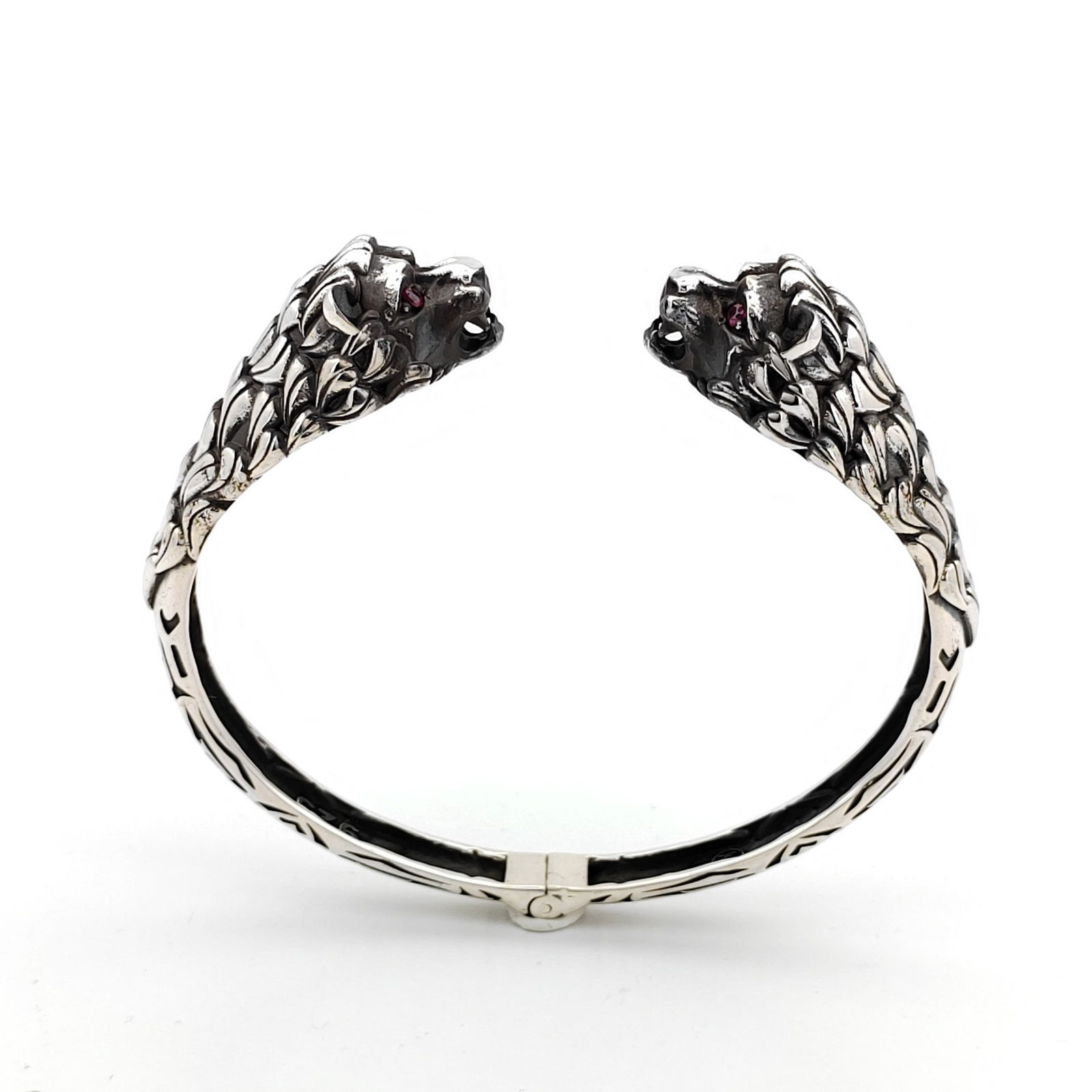 925 Sterling Silver Lion Men's Bracelet with Red Zircons (1 of 10)