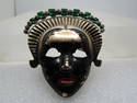 Vintage Sterling Tribal Face Brooch With Rhinestones, Enameled, 1940's-1950's