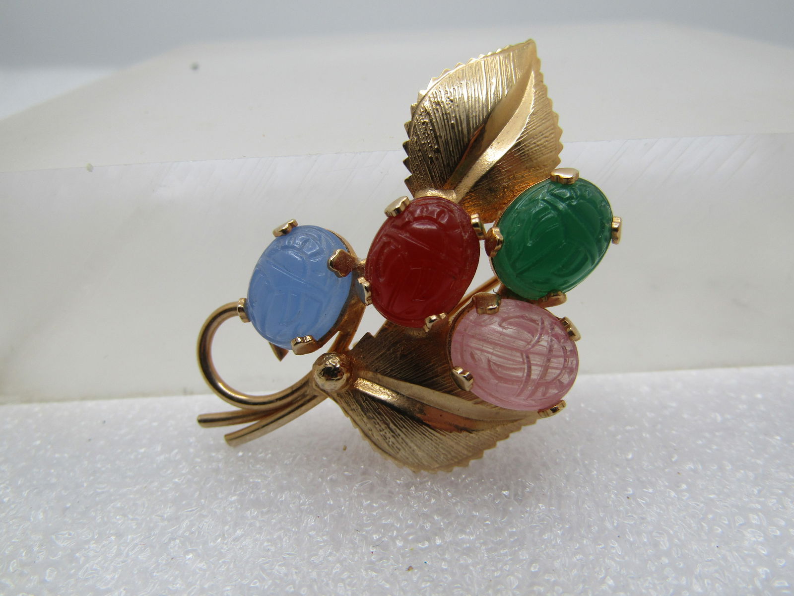 Vintage 10kt G.F. Scarab Leaf Brooch, 1960's.-1970's (1 of 6)