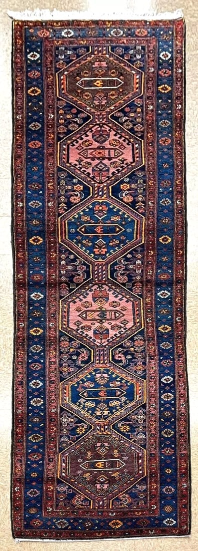 Persian Antique Saveh Hand Knotted Runner Tribal Navy Wool Oriental Rug 3'11" x 13'6": Title:Persian Antique Saveh Hand Knotted Runner Tribal Navy Wool Oriental Rug 3'11" x 13'6" Description:• Rug Number: H190 • Country of Origin: Iran • Style, Design: Persian, Saveh,