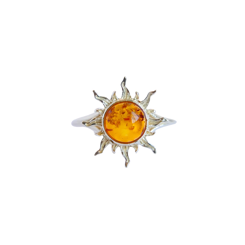 Baltic Cognac Amber Sun Ring in 925 Sterling Silver (1 of 6)