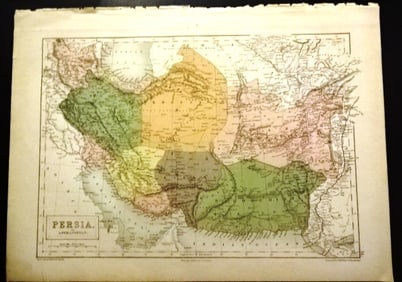 1860 Colored Map of Persia and Afghanistan