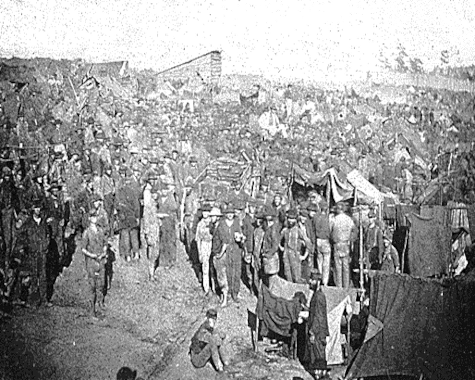 1864, Union Prisoners Drawing Rations in Andersonville Prison (1 of 1)