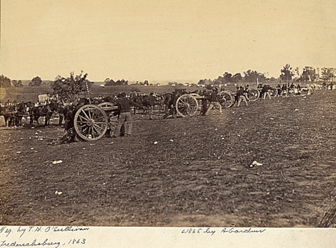 1869, 13x19"; Fredericksburg, Civil War, Battery D, Second United States Artillery.: Title: 1869, 13x19"; Fredericksburg, Civil War, Battery D, Second United States Artillery. Artist/Source: TIM SULLIVAN/ALEXANDER GARDNER Dimensions: 13x19" Original Date: *(See Title) Description: ||