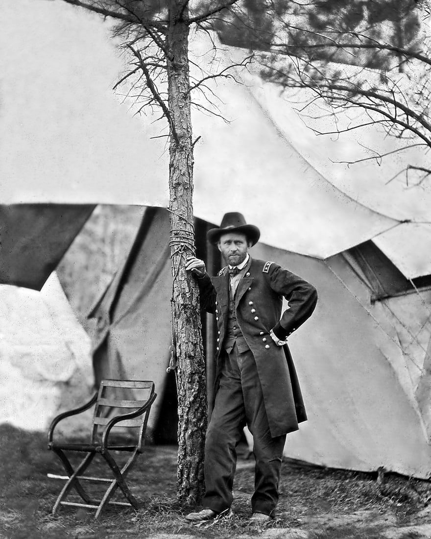 C. 1865, LG FORMAT 19X13", GENERAL GRANT BY TREE, BY MATTHEW BRADY: Title: C. 1865, LG FORMAT 19X13", GENERAL GRANT BY TREE, BY MATTHEW BRADY Artist/Source: MATTHEW B. BRADY Dimensions: 19x13" Original Date: C. 1865 Description: || UNITED STATES SHIPPING ONLY!|| This 