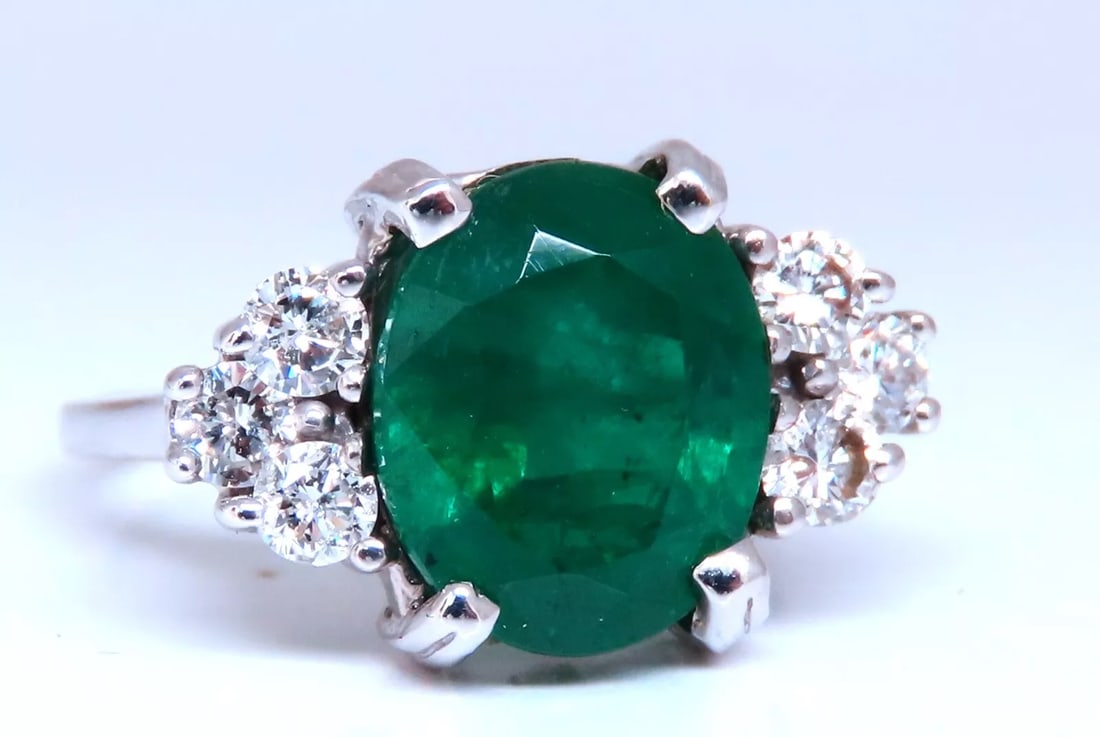 Emerald Diamonds Ring 14kt 4.07ct Natural Oval Brilliant (1 of 6)