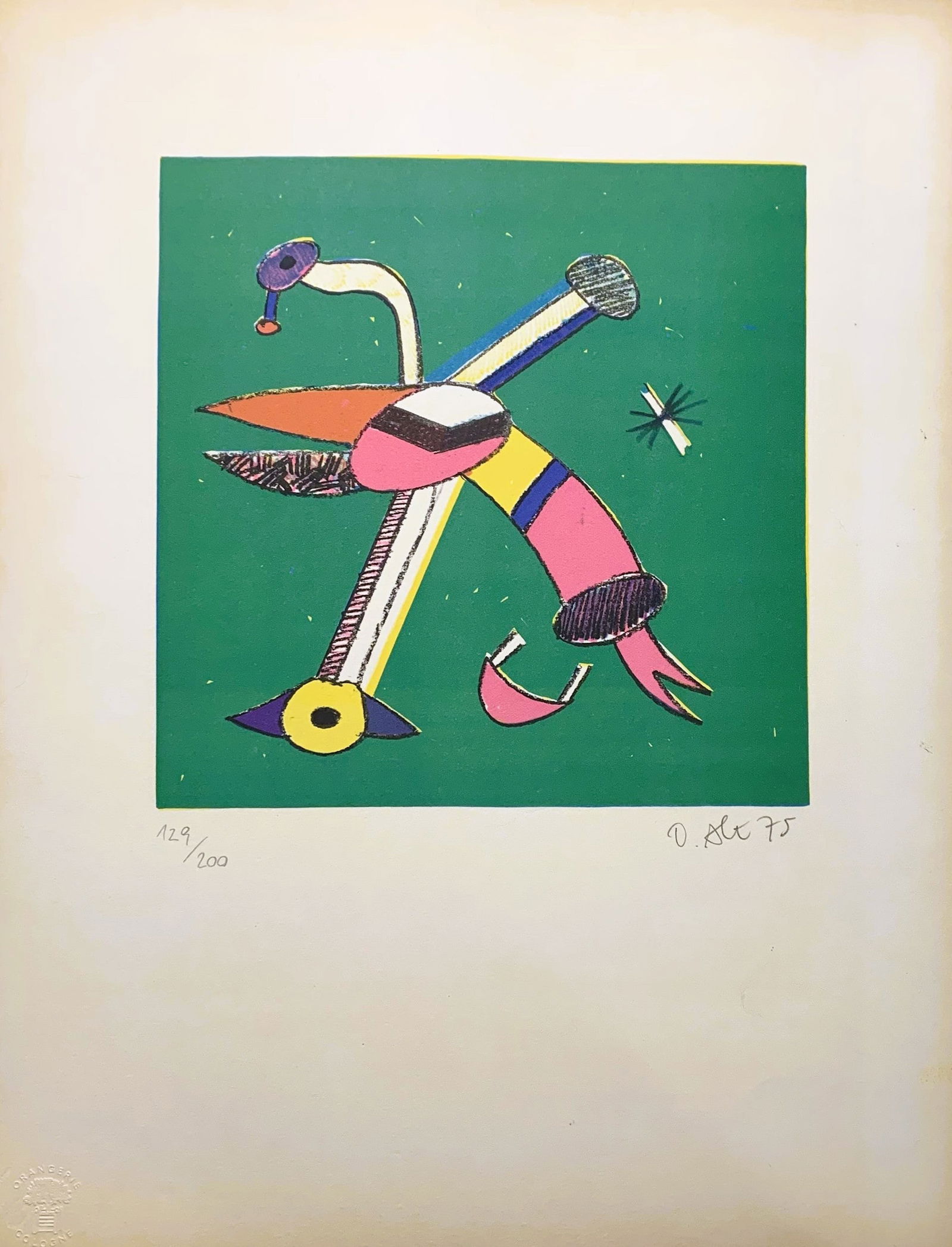 Otmar Alt - Pelikan - 1976 Lithograph - SIGNED 16" x 12.25": Pelikan by Otmar Alt, 1976 Signed Lithograph. Paper size is 16 x 12.25 inches, with an image size of 8.25 x 8.25 inches. The Lithograph is from an edition size of 200 and is not framed. The condition