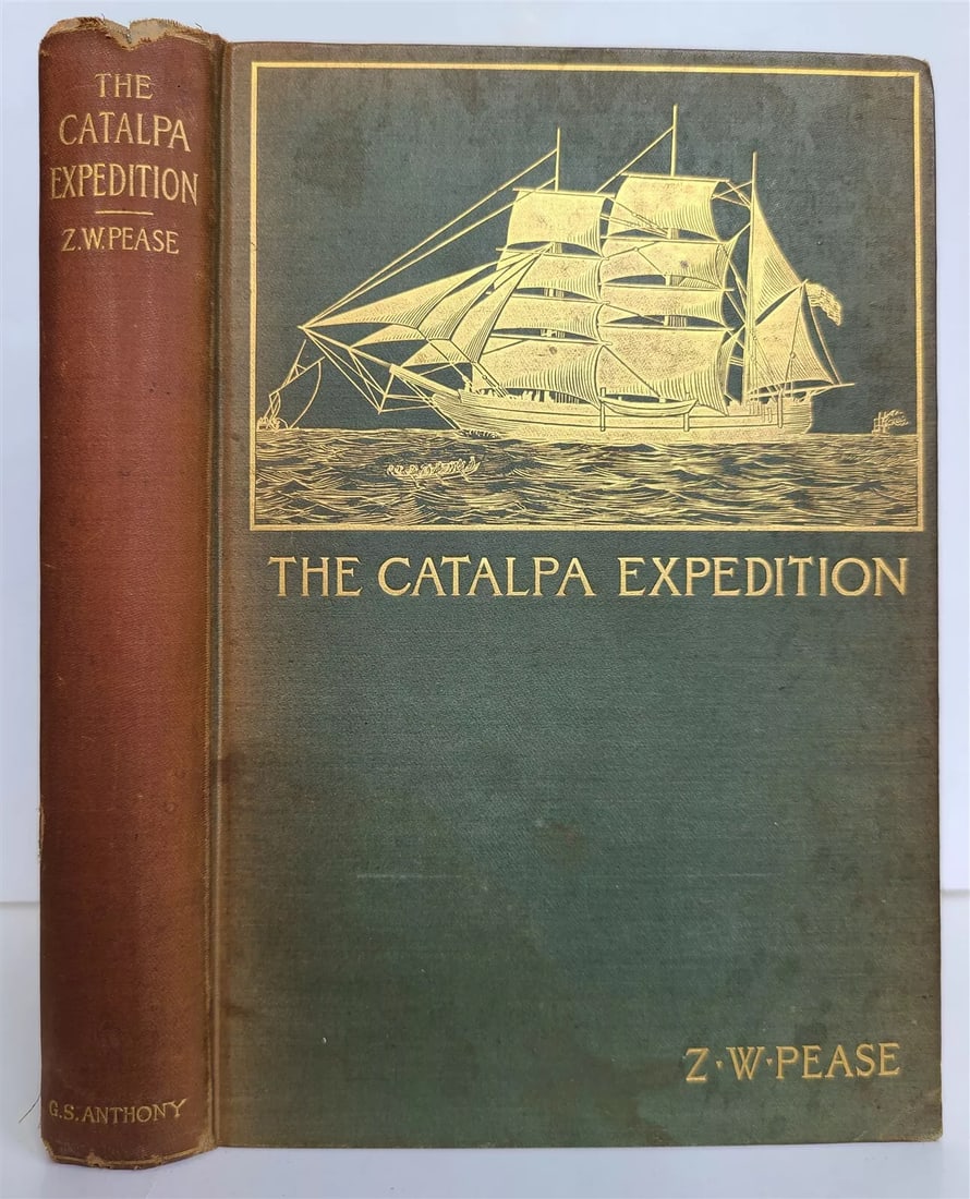 1897 THE CATALPA EXPEDITION by Z.W. PEASE antique WESTERN AUSTRALIA ILLUSTRATED: THE CATALPA EXPEDITION by Z.W. PEASE New Bedford, Mass.: George S. Anthony; 1897 First edition Size 5 1/3 by 7 3/4" frontispiece portrait, a few b/w plates, vignette title page, original gilt decorate