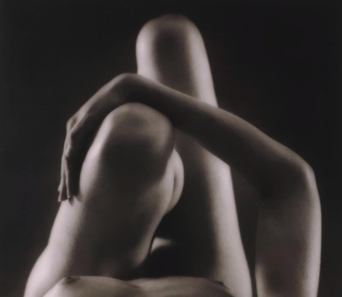 RUTH BERNHARD - Knees and Arm,1976: Artist: RUTH BERNHARD Print Title: Knees and Arm,1976 Medium: Duotone Photoengraving Printed in USA in 1990’s Image Size approx: 7 x 9” Ruth Bernhard (1905 – 2006), was a legendary S