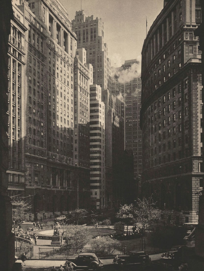 MARIO BUCOVICH - Bowling Green, NYC, 1930s: Artist: MARIO BUCOVICH Print Title: Bowling Green, NYC, 1930s Printing Date: 1930's Printed in the USA Image Size approx: 10 x 8 inches Mario von Bucovich (1884-1944) was also known as Marius von Buco