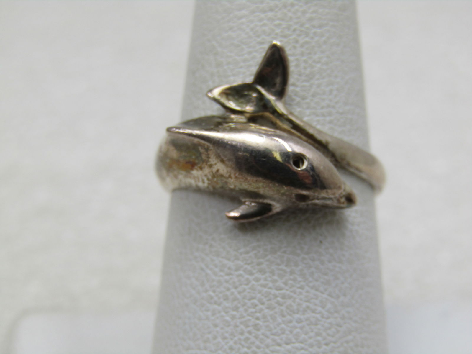 Vintage Sterling Dolphin Bypass Ring, Sz. 8 (1 of 7)