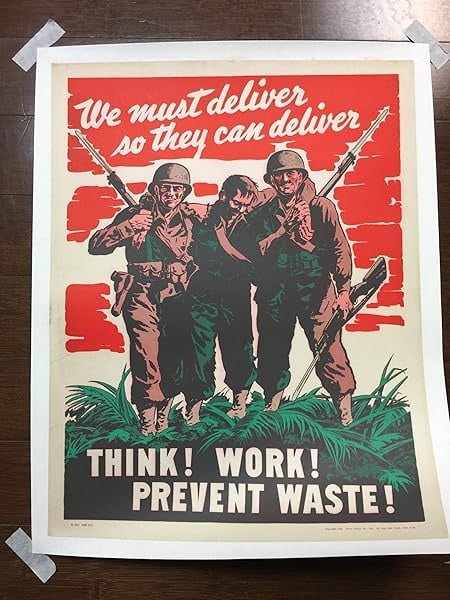 Think! Work! Prevent Waste (1942) 17.125x21.625 US WW2 Propaganda Poster LB (1 of 5)