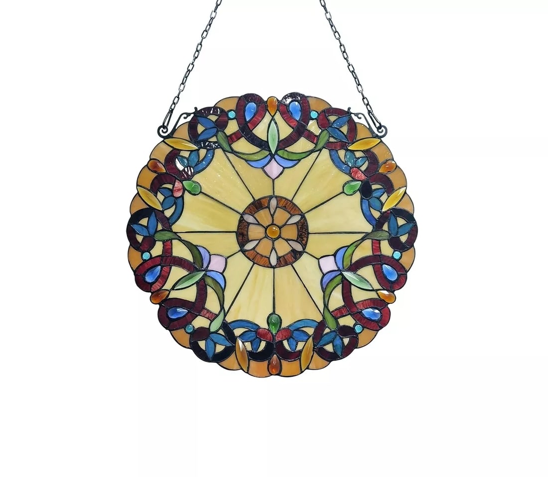 20" Round Stained Glass Window Hanging Panel Suncatcher (1 of 7)