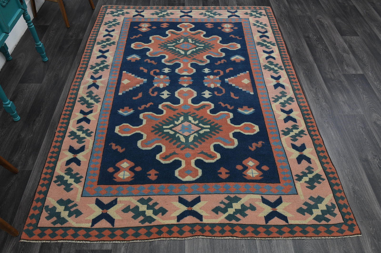 6.3x8.6 ft, TURKISH Rug, Antique: Title: 6.3x8.6 ft, TURKISH Rug, AntiqueOridign: Turkey Date/Period: 1960 - 1970 Materials: Wool And Cotton Size: Width: 6.3 feet Length: 8.6 feet Provenance: This Turkish one-of-a-kind Vintage Turkish