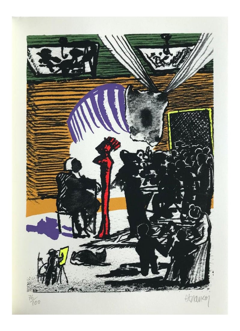 Carlos Franco a Carlos Franco Original Serigraph Signed & Numbered: Artist: Carlos Franco Country: Spain Title: A Carlos Franco Medium: Original Serigraph Marks: Hand-signed in pencil & numbered 76/100 Size: 13 x 9.50 Inch Printed: 2001 on Velin Arches by Grafur S