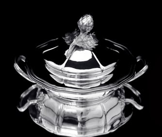Odiot - 3pc. Antique French 19th Century 950 Sterling Silver Covered Vegetable Server - MINT !