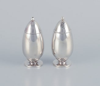 Gundorph Albertus (1887-1970) for Georg Jensen, Denmark, "Cactus" salt and pepper shakers in