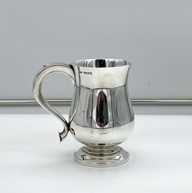 Mid 20th Century Modern Sterling Silver Pint Mug Birmingham 1960 H Clifford Davis Ltd