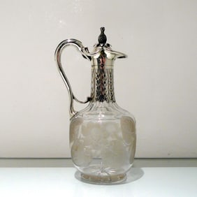 19th Century Antique Victorian Sterling Silver & Crystal Claret Jug London 1859 George Richards &