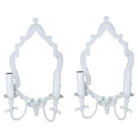 Pair of French Painted Bronze Mirrored Sconces (1 of 6)