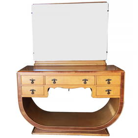 French Art Deco Birds Eye Maple Vanity (1 of 19)