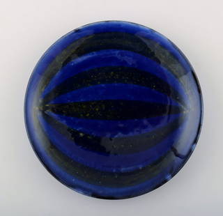 Upsala-Ekeby ceramic dish.: Upsala-Ekeby ceramic dish. Glaze in blue and black tones. Sweden, 1950s. In perfect condition. Measures 19 cm. Stamped. Reserve: $119.00 Shipping: Domestic: Shipping rates are determined by destinatio